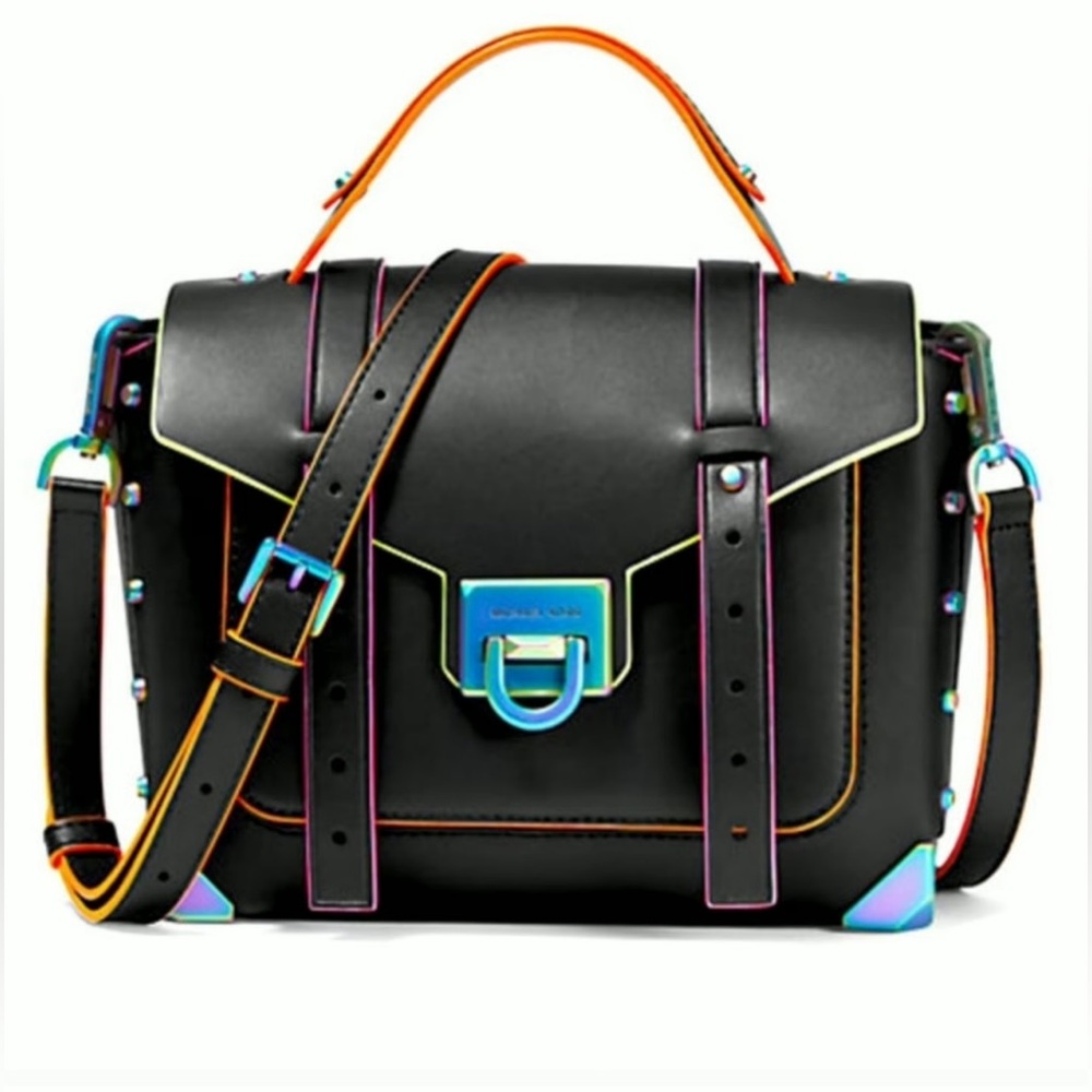 MICHAEL KORS Manhattan MD Contrast-Trim Leather Satchel LIKE NEW MSRP: $678.00
